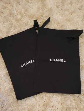 CHANEL Black Dust Bags with White Logo (Pair)